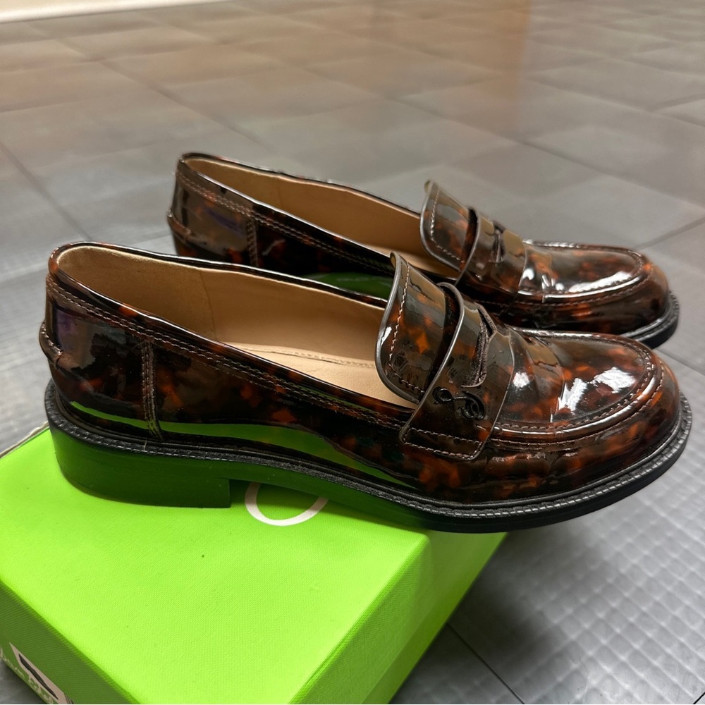 SAM EDELMAN WOMENS 7.5 FLAT TORTOISE PENNY LOAFER COLIN